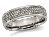 Men's Titanium Ridged Edge Weave 6mm Wedding Band Ring